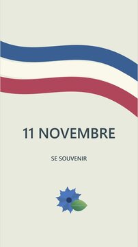 Ruban tricolore fran&ccedil;ais encadrant une date comm&eacute;morative du 11 Novembre