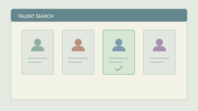Interface de recrutement en ligne avec profils de candidats et s&eacute;lection