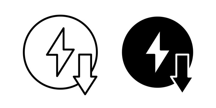 Energy reduction icon flat outline in black