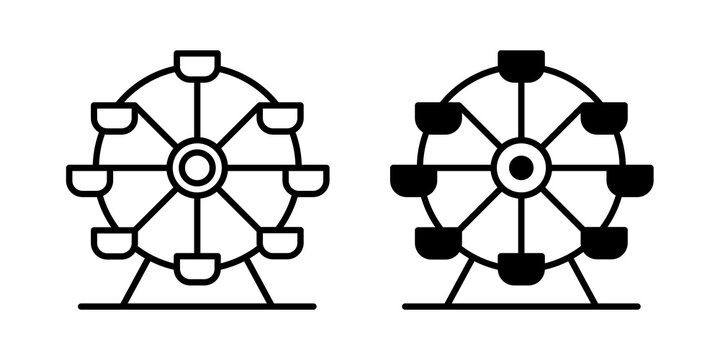 Ferris wheel icon flat outline in black