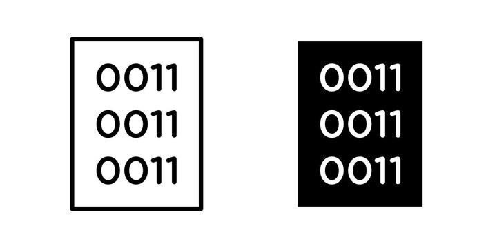 File Binary icon flat outline in black