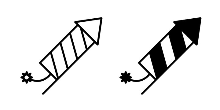 Fireworks rocket sign flat outline in black