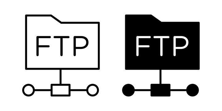 FTP icon flat outline in black