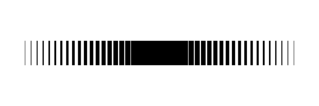 Black barcode line pattern. Gradient vertical stripe texture. Modern abstract divider.