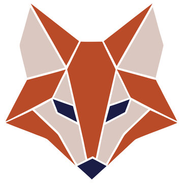 Geometric low poly fox head vector illustration, abstract animal mascot logo concept
