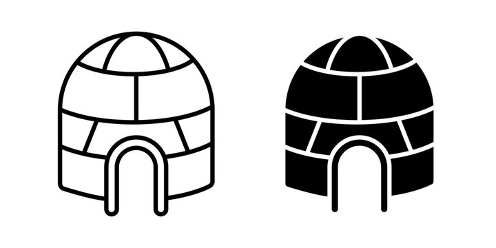 Igloo icon flat outline in black