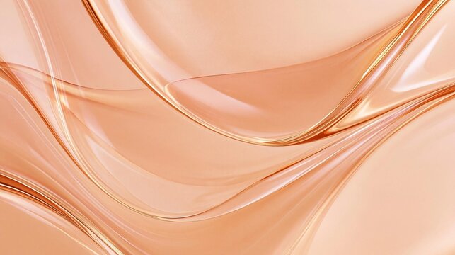 Abstract digital art piece with a peach-colored background. it features a series of curved lines that create a wave-like pattern.