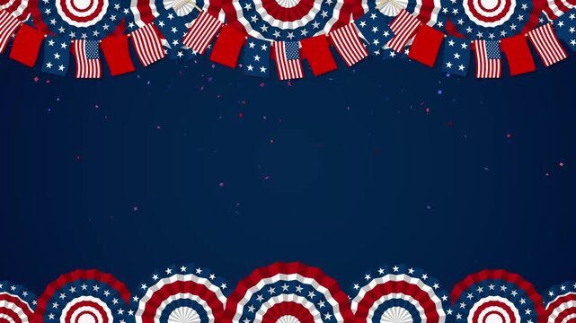 Patriotic USA motion background, suitable for Independence Day, Memorial Day, Veterans Day, patriotic events, Political celebrations, and presentation graphics.