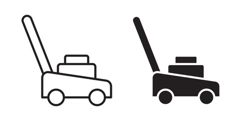 Fototapeta premium lawn mower icon flat outline in black