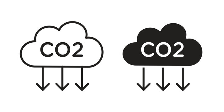 Low carbon dioxide icon flat outline in black