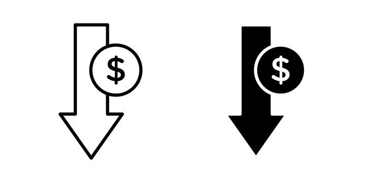 Lower cost icon flat outline in black