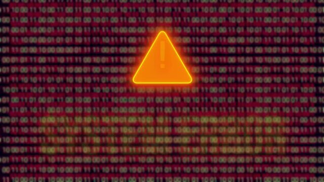 Vintage SYSTEM ERROR Text Animation with Glowing Yellow Letters Over Binary Code Background