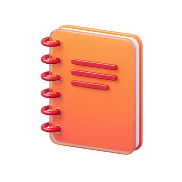 Notebook 3D Icon &ndash; Orange Ring Binder Notepad, Transparent Background