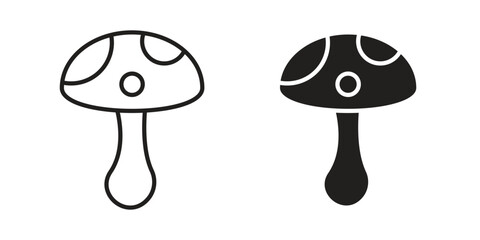 Fototapeta premium Mushrooms icon flat outline in black