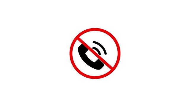 no called allowed on this area, no call icon animation on white background. 4k 