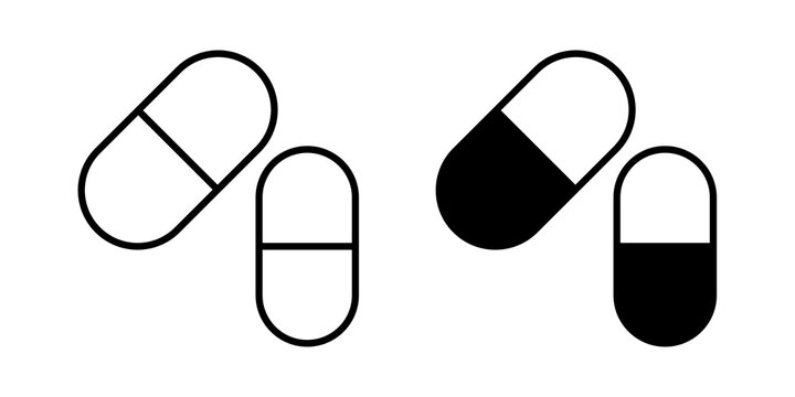 Painkiller icon flat outline in black
