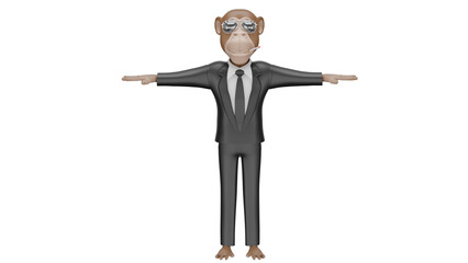 3d rendering funny cartoon monkey in a suit with sunglasses © santiago