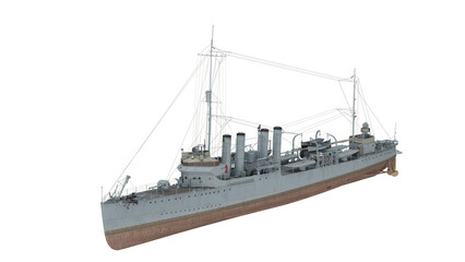 3d rendering of a historic warship model in a studio setting © santiago