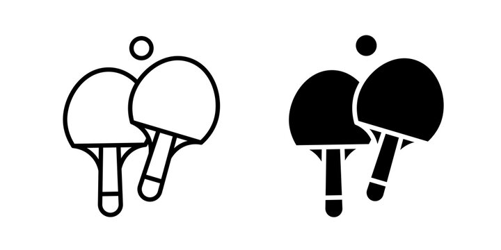 Ping pong icon flat outline in black