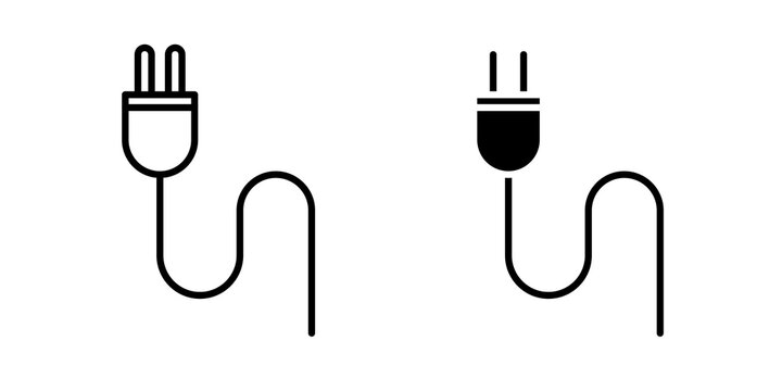 Plug icon flat outline in black