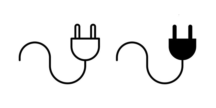 Plug icon flat outline in black