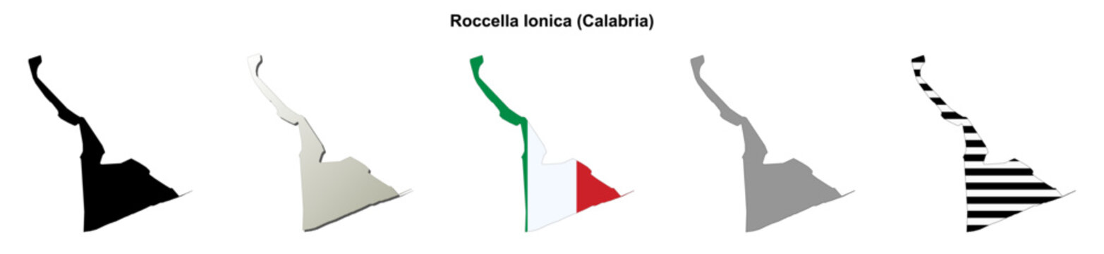 Roccella Ionica (Calabria) outline map set