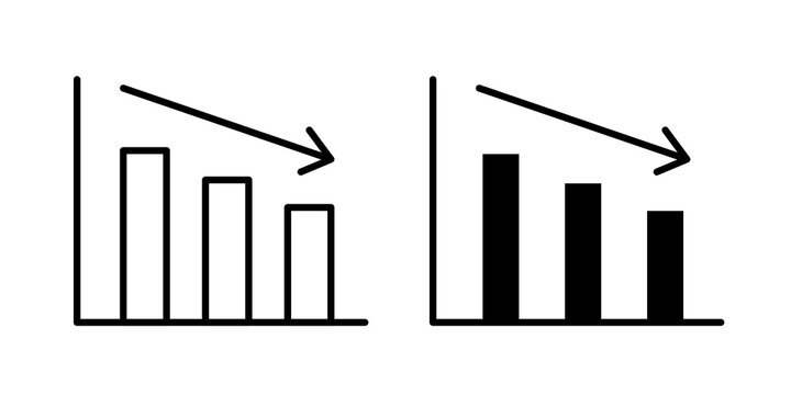 Reduction chart icon flat outline in black