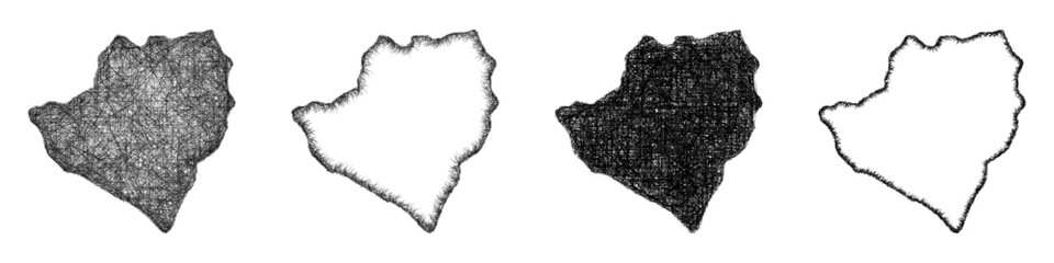 Fototapeta premium Sketch black and white Kirkuk (Iraq) outline map design set