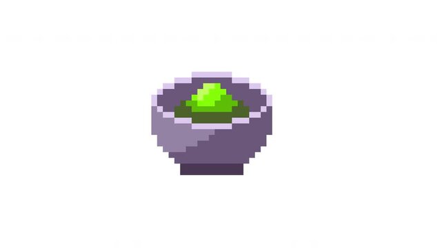 Matcha green tea powder preparation pixel art animation loop