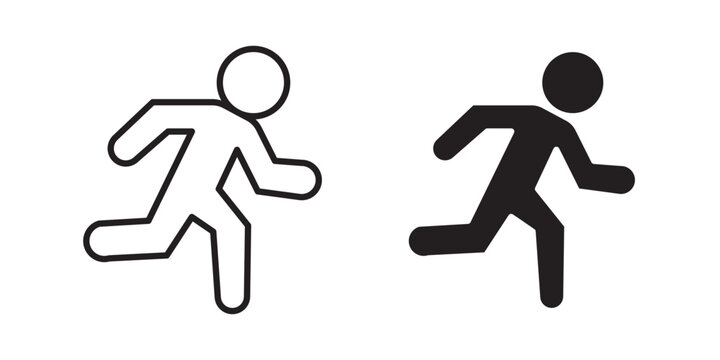 Running icon flat outline in black
