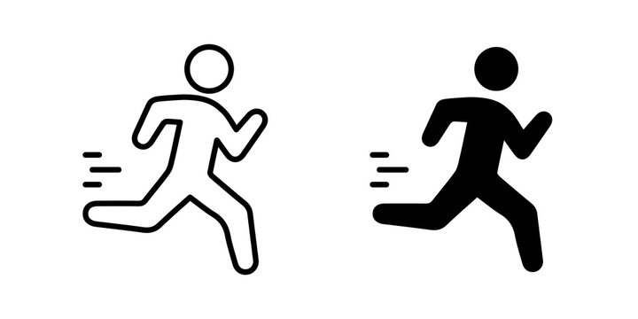 Running icon flat outline in black