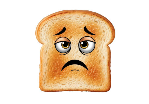 Sad animated toast slice isolated transparent background isolated on transparent background