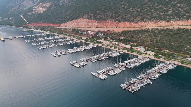 Anchored Yachts in Kas Marina