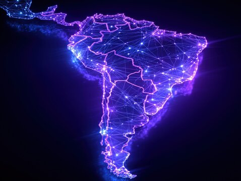 abstract digital map of south america