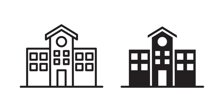 School icon flat outline in black