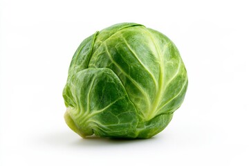 Fototapeta premium Fresh Brussels sprout isolated on clean white background, premium studio product photography of raw organic healthy vegetable