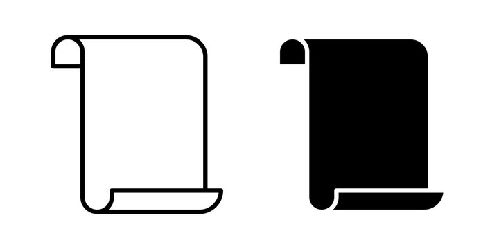Scroll icon flat outline in black