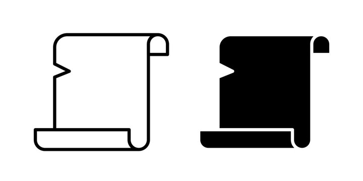 Scroll paper icon flat outline in black