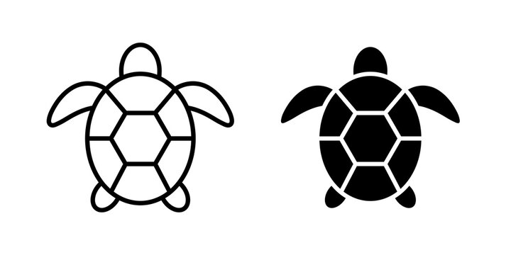 Sea turtle icon flat outline in black