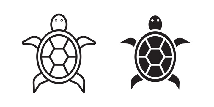 Sea turtle icon flat outline in black