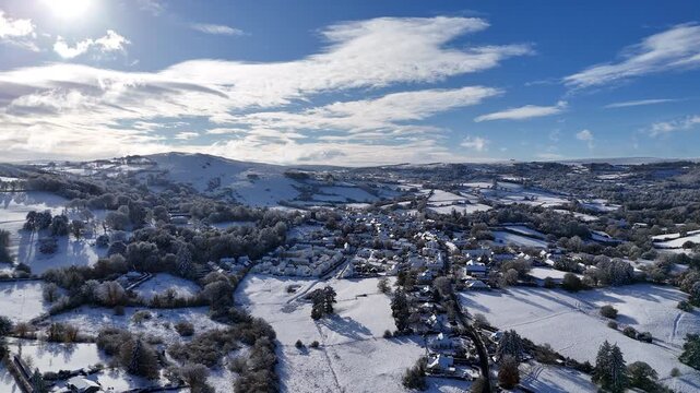 Snowy Chagford Countryside and Blue Sky