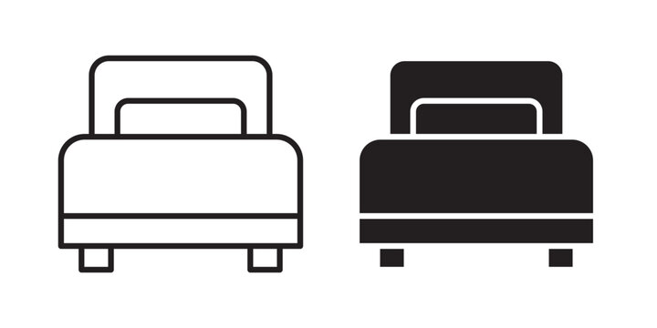 Single bed icon flat outline in black
