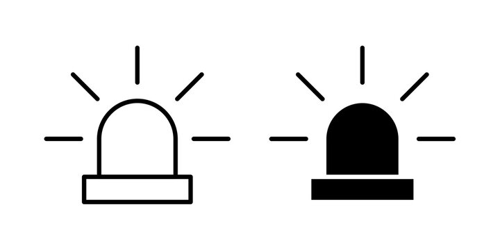Siren icon flat outline in black