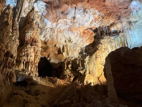 Domica Cave, Slovakia - 09.13.2026: Rock formations and speleothems inside Domica Cave