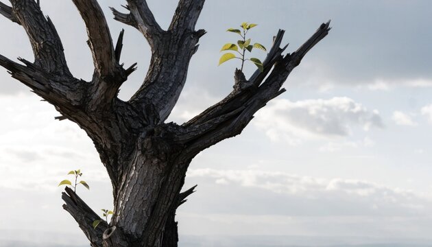 Fresh Green Growth on an Old Tree