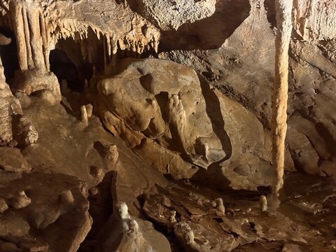 Domica Cave, Slovakia - 09.13.2026: Rock formations and speleothems inside Domica Cave