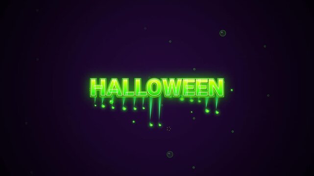 Halloween text glowing in green slime with dark background for scary seasonal design