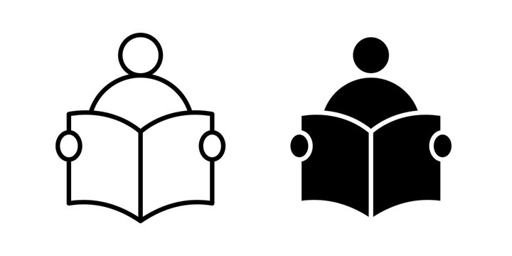 Study icon flat outline in black
