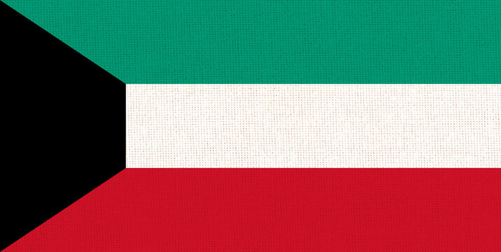 Illustration of the national flag of Kuwait on fabric texture