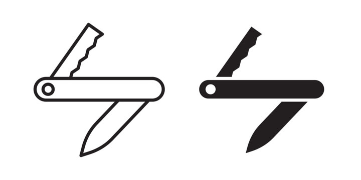 Swiss knife icon flat outline in black
